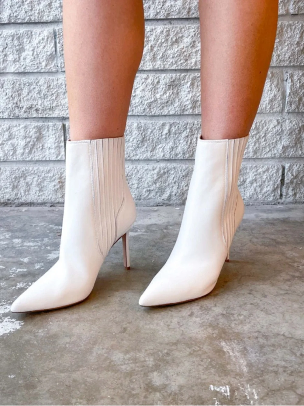 Veronica Beard Boots Lisa Stiletto Heel Ankle Bootie in White Leather
